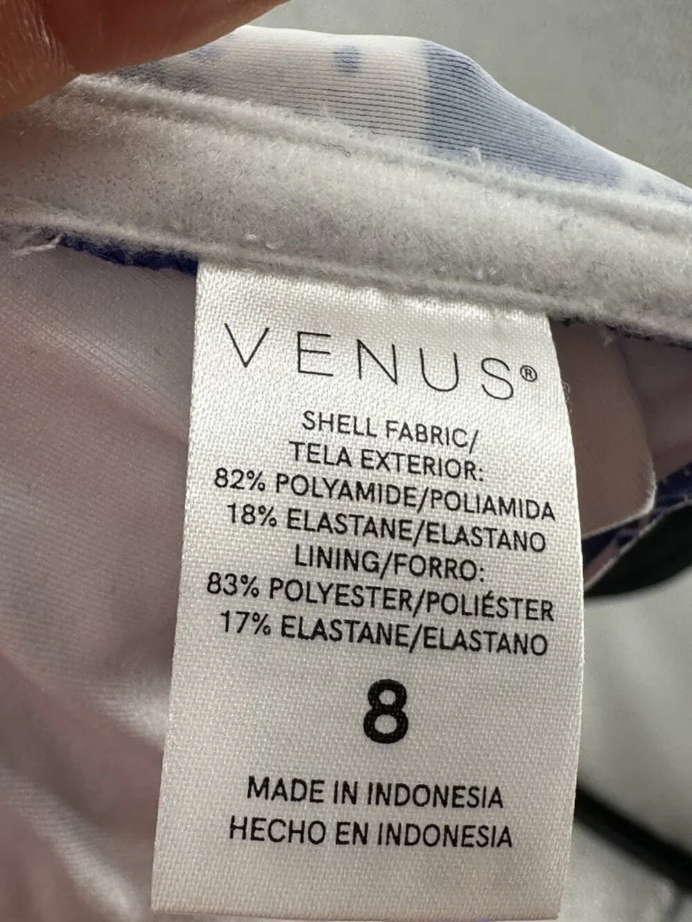NWOT Venus Blue & White Striped High Neck Zipper Front Padded Swim Top 8